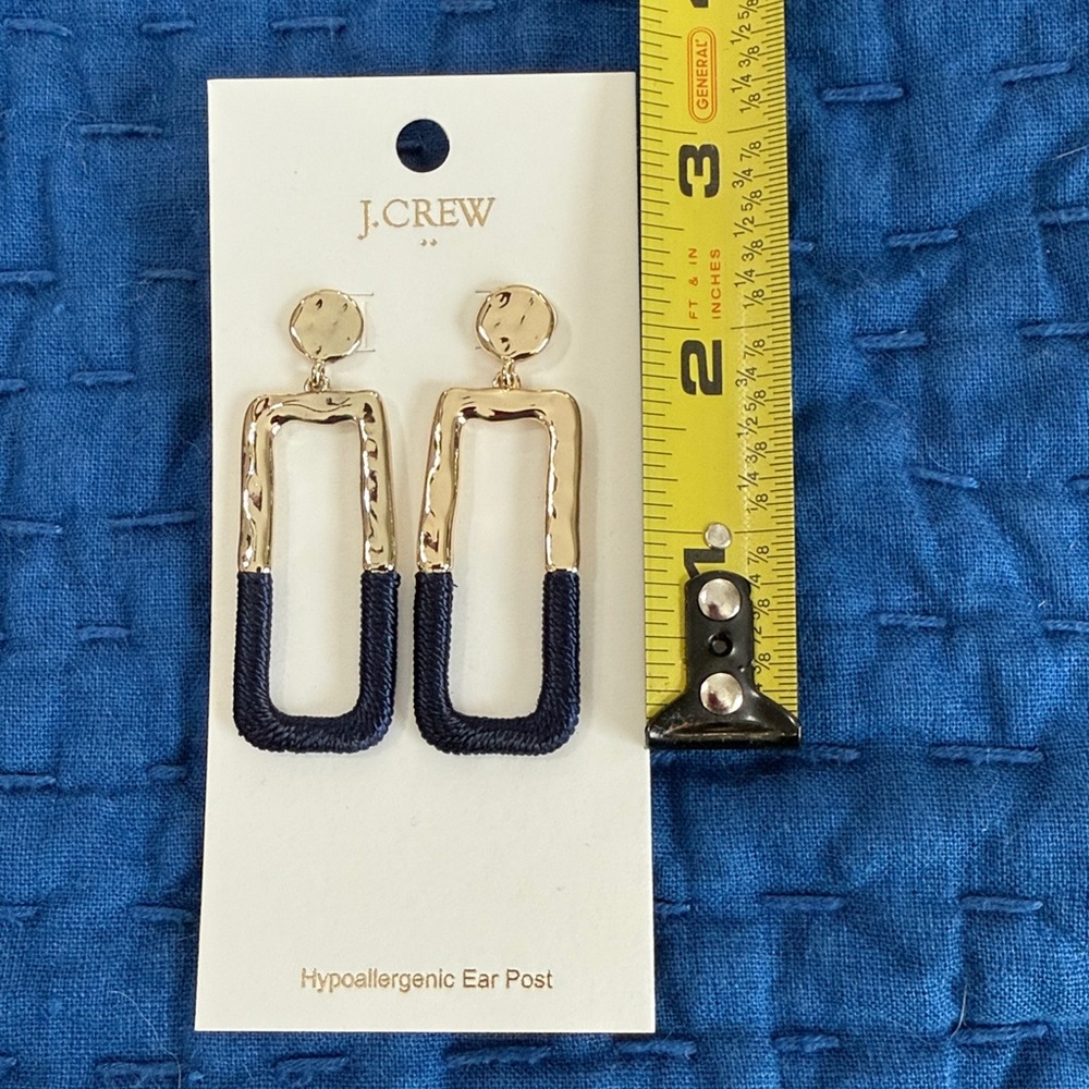 Never worn J. Crew Factory Navy and Gold earrings.